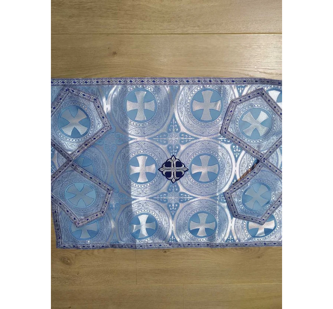 Light blue vestment with the icon - Greek vestment in brocade - Priest vestment