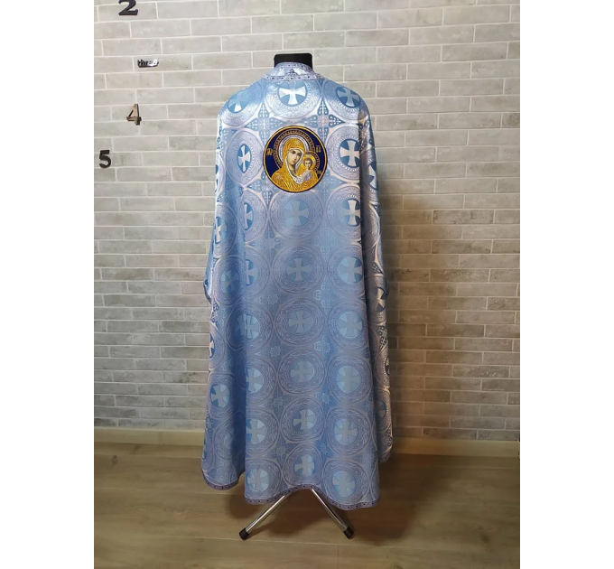Light blue vestment with the icon - Greek vestment in brocade - Priest vestment