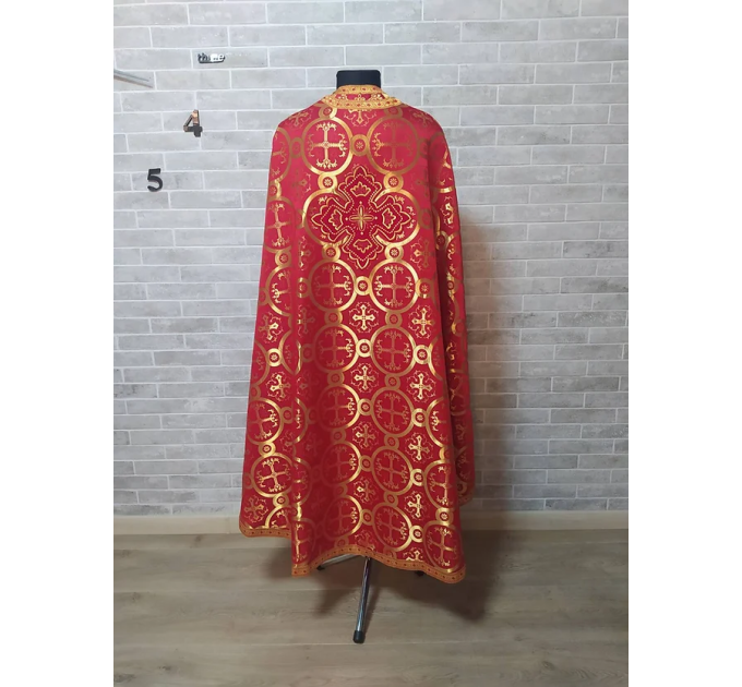 White Greek style vestments set in Nika brocade - Liturgical clothes for priest