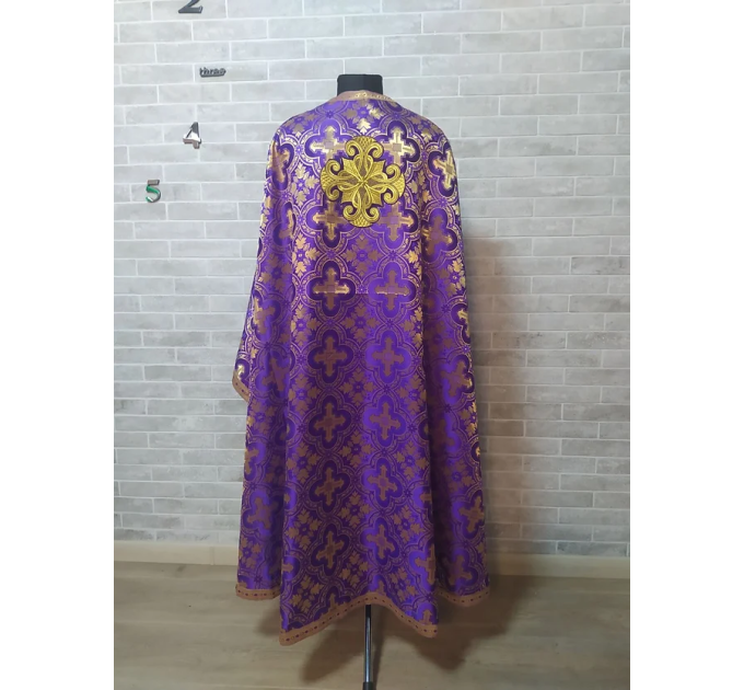 Violet Greek style vestment in Greek brocade - Priest vestment Liturgical cloth