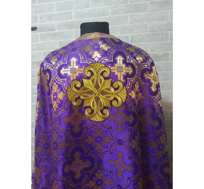 Violet Greek style vestment in Greek brocade - Priest vestment Liturgical cloth