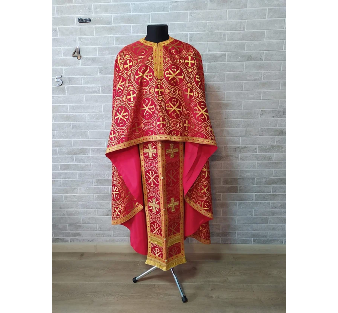 Chi-rho phelonion - Greek vestment in brocade - Priest vestment