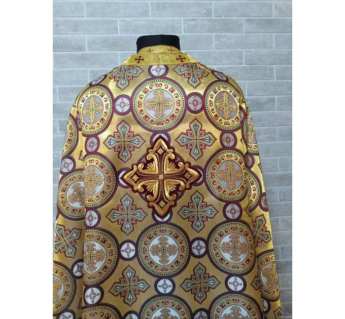 Greek vestment in gold metallic brocade - Priest metallic liturgical vestment