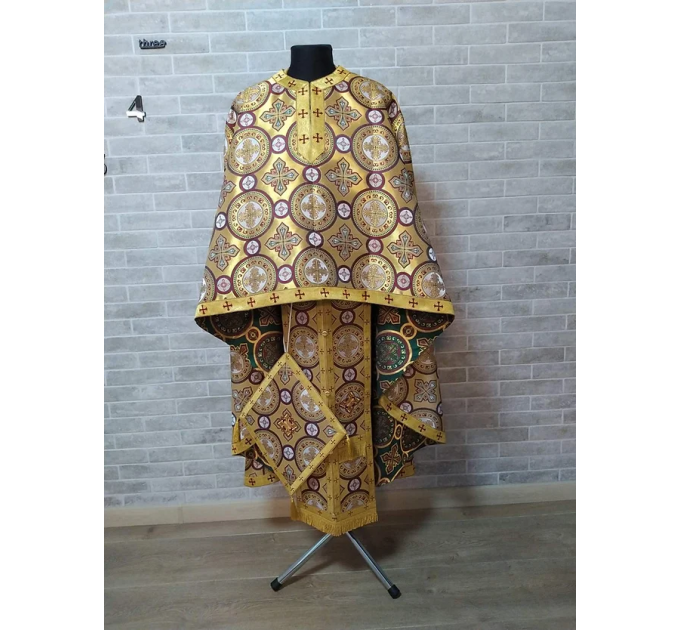 Greek vestment in gold metallic brocade - Priest metallic liturgical vestment