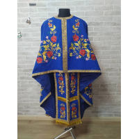 Blue Liturgical vestment in gabardine - Priest robe - Orthodox vestment - Priest