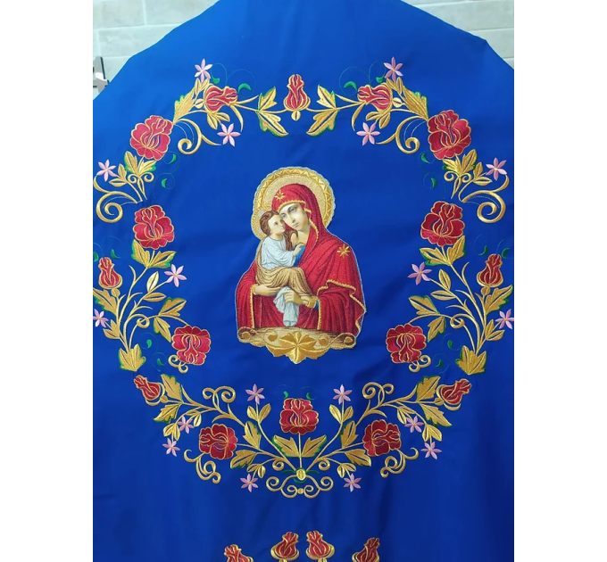 Blue Liturgical vestment in gabardine - Priest robe - Orthodox vestment - Priest
