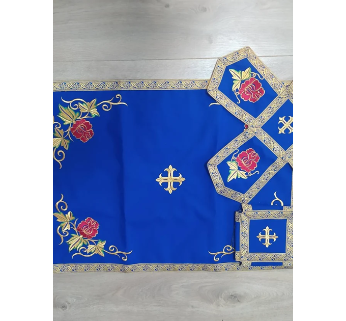 Blue Liturgical vestment in gabardine - Priest robe - Orthodox vestment - Priest
