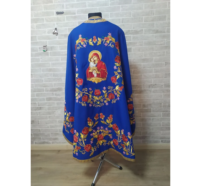 Blue Liturgical vestment in gabardine - Priest robe - Orthodox vestment - Priest