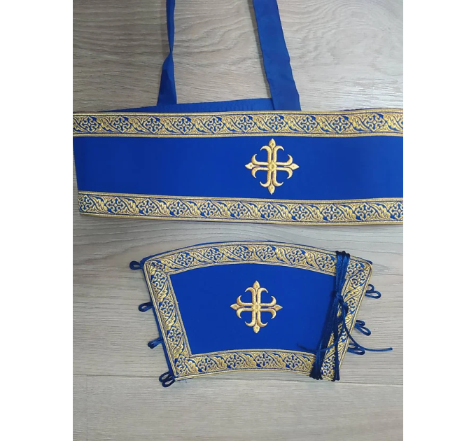 Blue Liturgical vestment in gabardine - Priest robe - Orthodox vestment - Priest