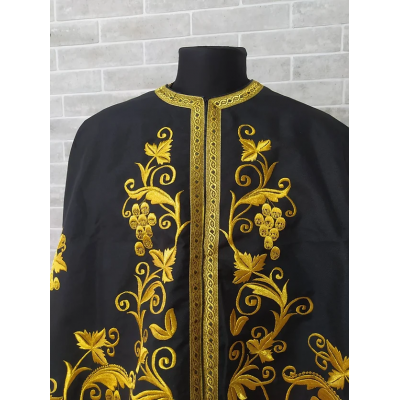 Dark embroidered Greek style vestment - Priest robe - Orthodox priest robe