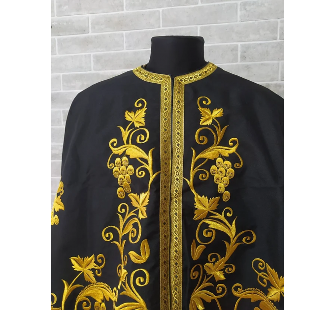 Dark embroidered Greek style vestment - Priest robe - Orthodox priest robe