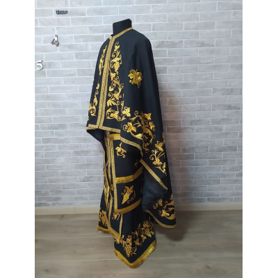 Dark embroidered Greek style vestment - Priest robe - Orthodox priest robe