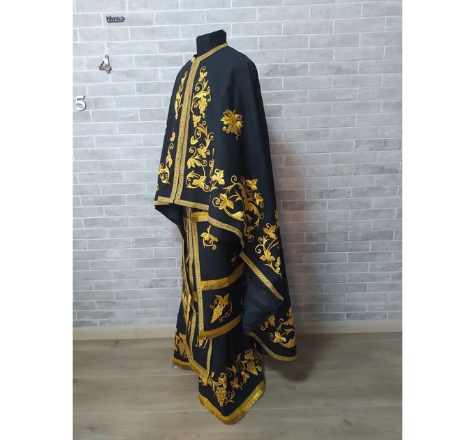 Dark embroidered Greek style vestment - Priest robe - Orthodox priest robe