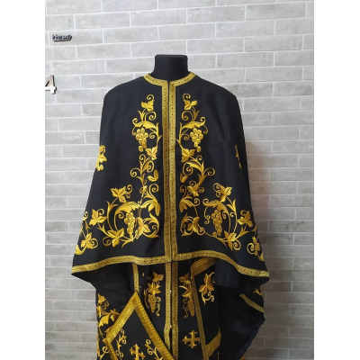 Dark embroidered Greek style vestment - Priest robe - Orthodox priest robe