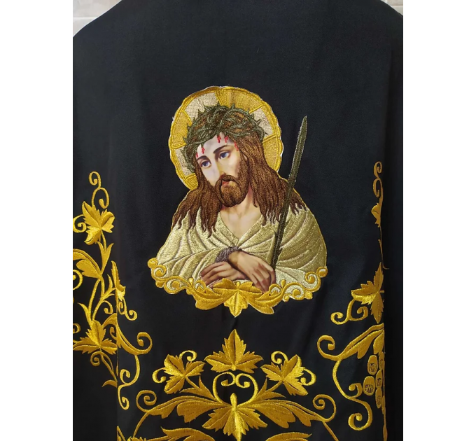 Dark embroidered Greek style vestment - Priest robe - Orthodox priest robe