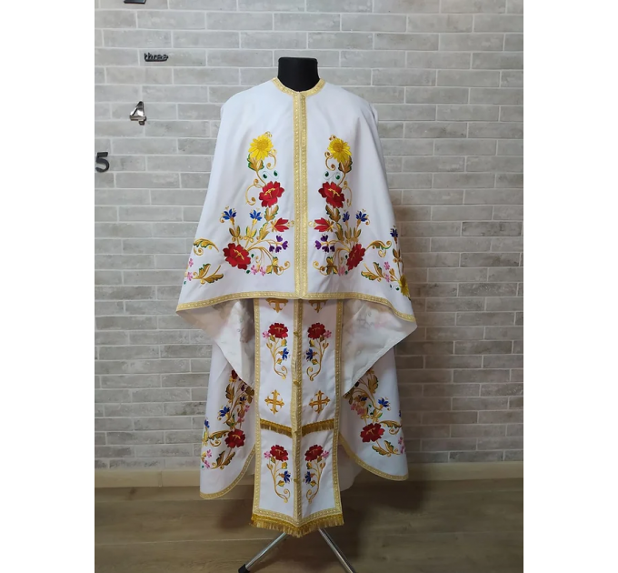 Embroidered Greek style vestment - Priest robe - Orthodox priest robe