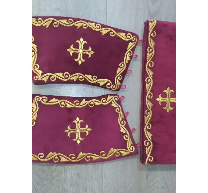 Dark red greek vestment - Orthodox clothes - Priest embroidered clothes