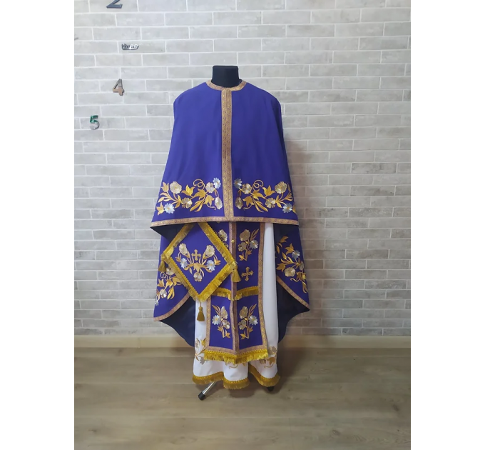 Embroidered Greek style vestment - Priest robe - Orthodox vestments - Gift idea