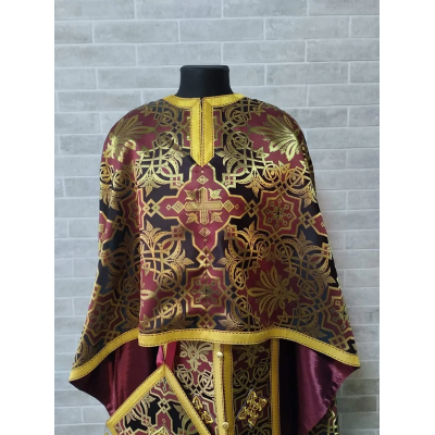 Black&Maroon vestment - Greek vestment in brocade - Priest liturgical clothes