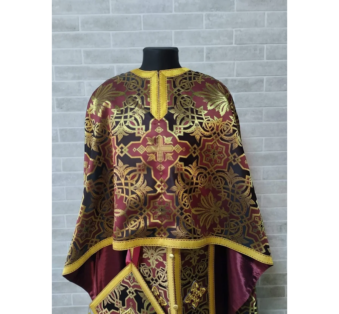 Black&Maroon vestment - Greek vestment in brocade - Priest liturgical clothes