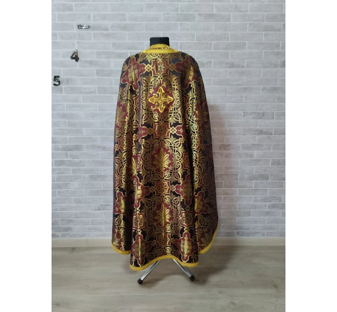 Black&Maroon vestment - Greek vestment in brocade - Priest liturgical clothes