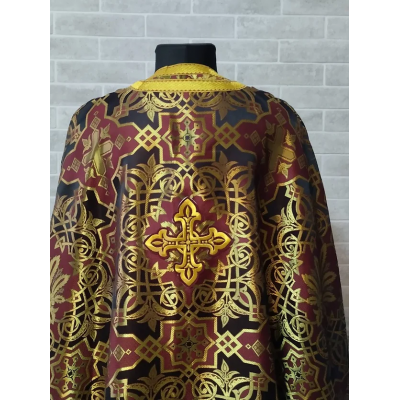 Black&Maroon vestment - Greek vestment in brocade - Priest liturgical clothes