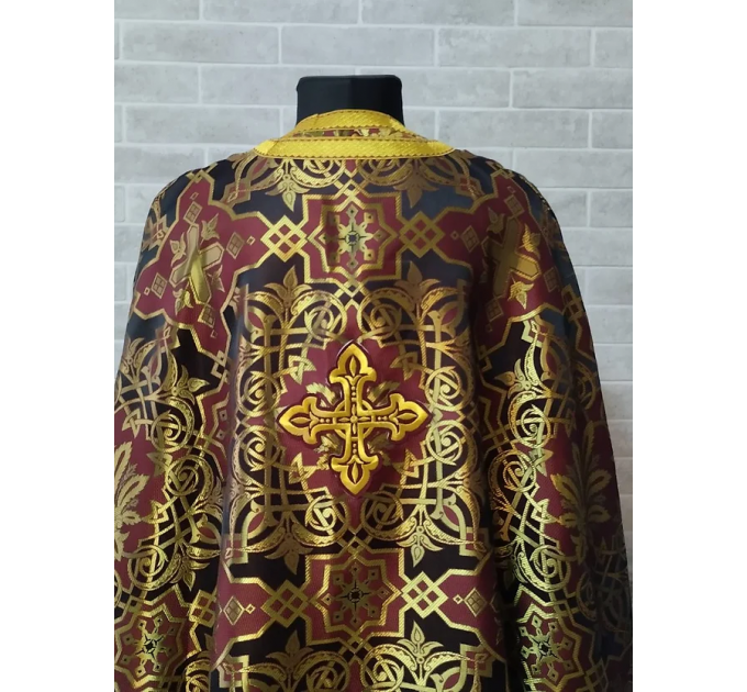 Black&Maroon vestment - Greek vestment in brocade - Priest liturgical clothes