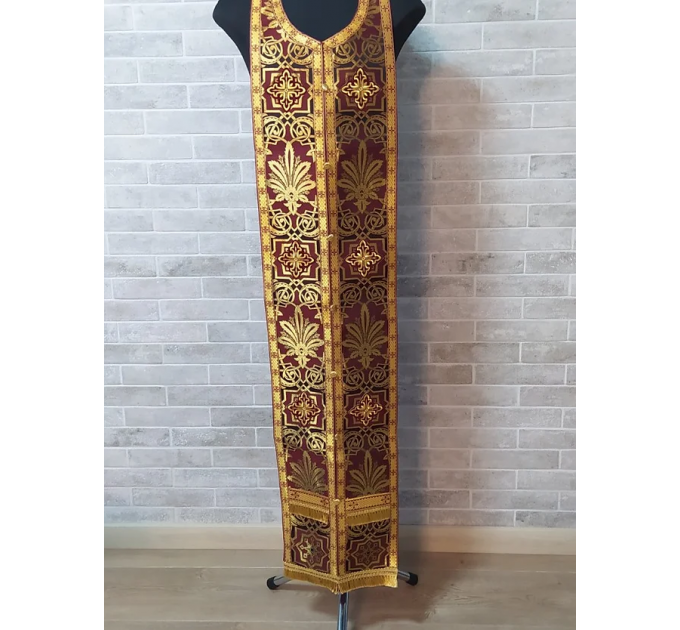 Black&Maroon vestment - Greek vestment in brocade - Priest liturgical clothes