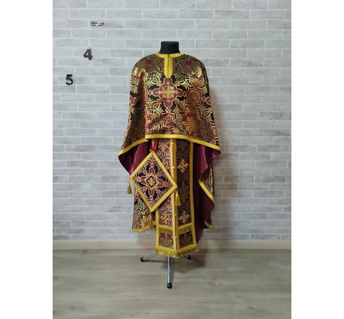 Black&Maroon vestment - Greek vestment in brocade - Priest liturgical clothes