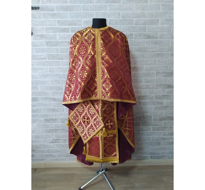 Greek vestment in brocade - Priest vestment - Liturgical costume for priest robe