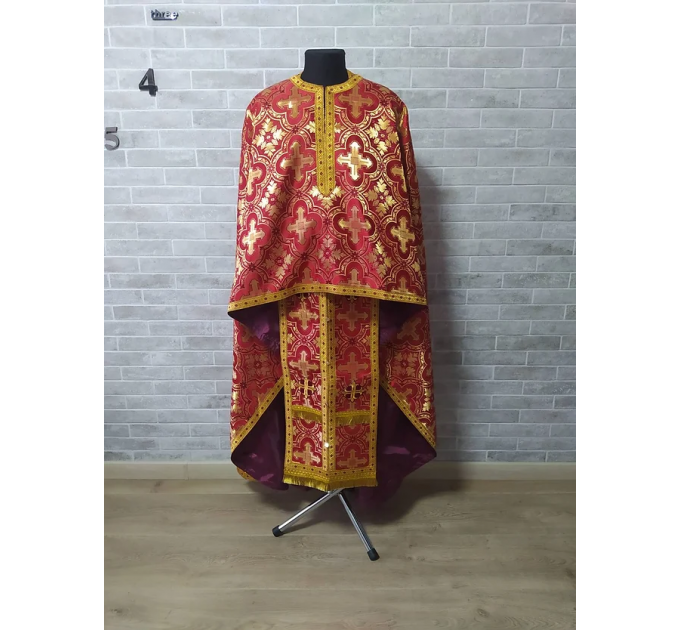 Greek vestment in gold metallic brocade - Priest metallic liturgical vestment