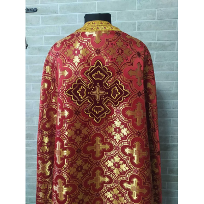 Greek vestment in gold metallic brocade - Priest metallic liturgical vestment