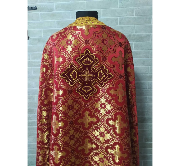 Greek vestment in gold metallic brocade - Priest metallic liturgical vestment