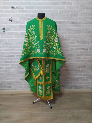 Green greek style vestment - Priest robe - Orthodox vestments - Liturgical cloth