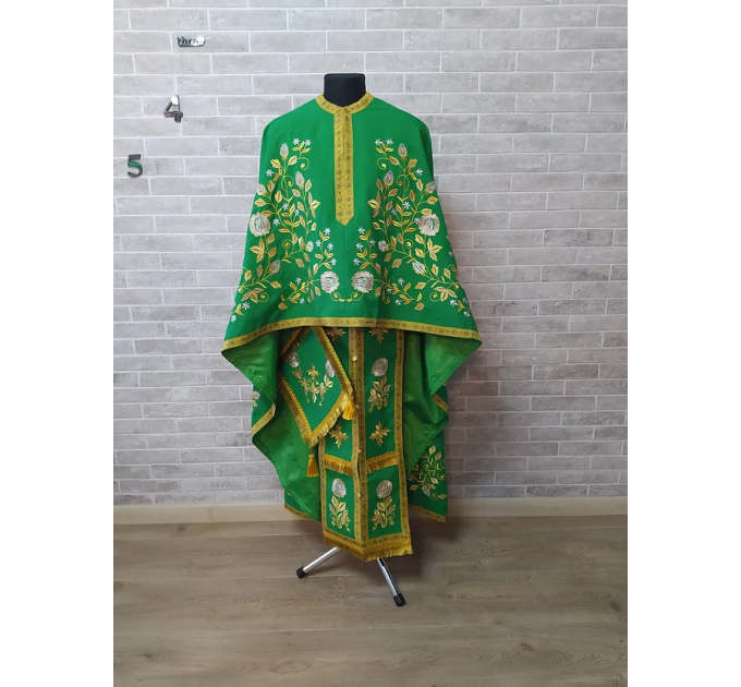 Green greek style vestment - Priest robe - Orthodox vestments - Liturgical cloth