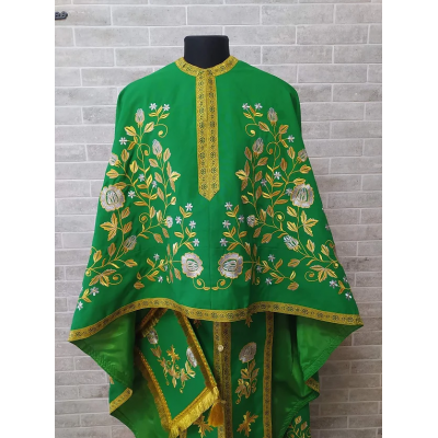 Green greek style vestment - Priest robe - Orthodox vestments - Liturgical cloth