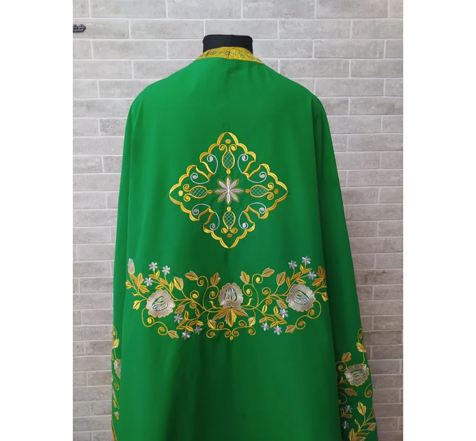 Green greek style vestment - Priest robe - Orthodox vestments - Liturgical cloth