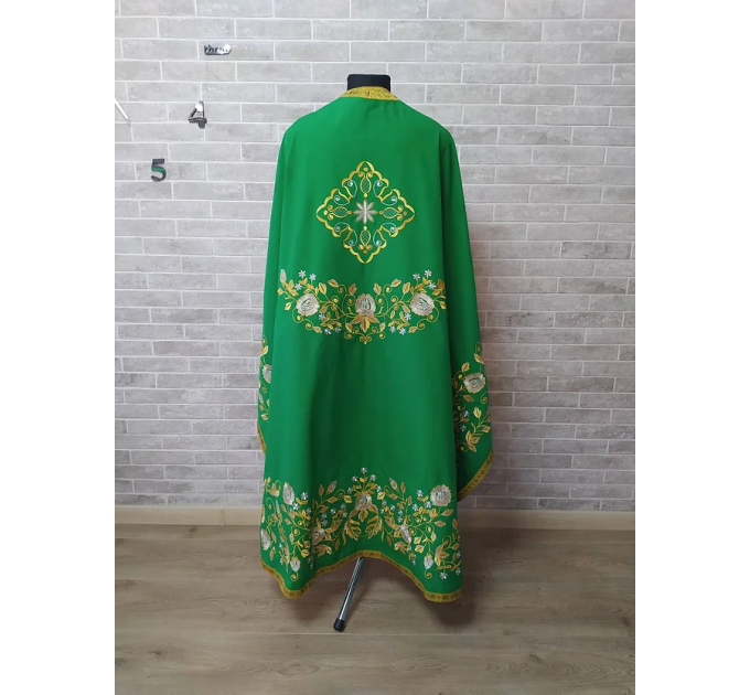 Green greek style vestment - Priest robe - Orthodox vestments - Liturgical cloth