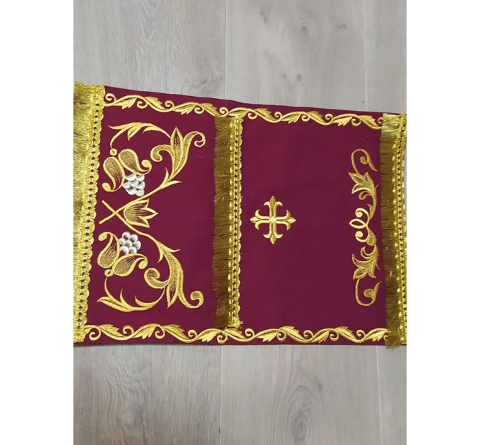 Dark red greek vestment - Orthodox clothes - Priest embroidered clothes