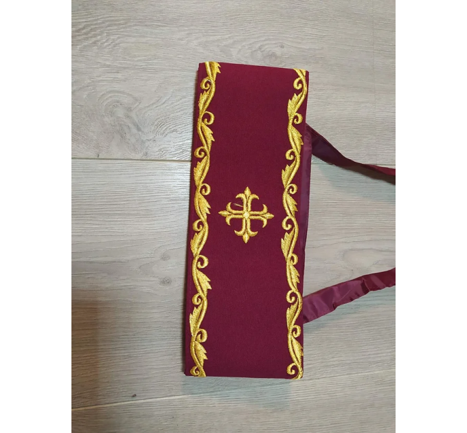 Dark red greek vestment - Orthodox clothes - Priest embroidered clothes