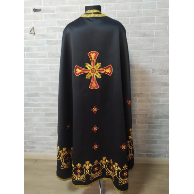 Black embroidered Priest robe - Orthodox greek style vestment - Church attire