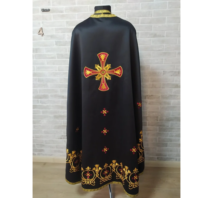 Black embroidered Priest robe - Orthodox greek style vestment - Church attire