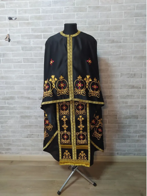 Black embroidered Priest robe - Orthodox greek style vestment - Church attire