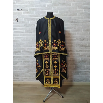 Black embroidered Priest robe - Orthodox greek style vestment - Church attire