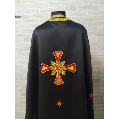 Black embroidered Priest robe - Orthodox greek style vestment - Church attire