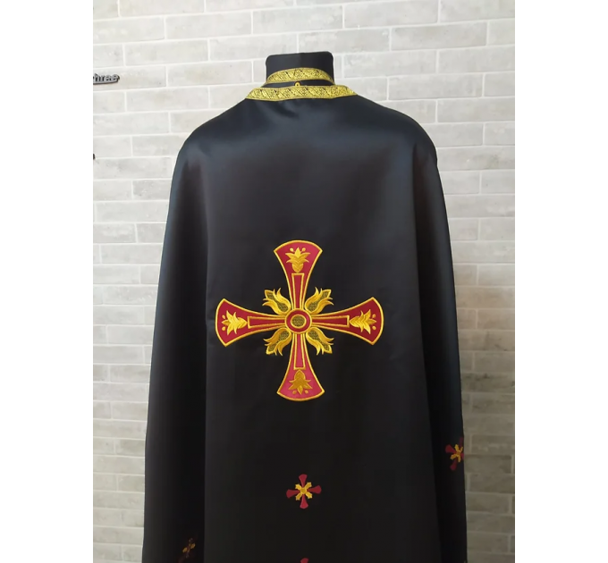 Black embroidered Priest robe - Orthodox greek style vestment - Church attire