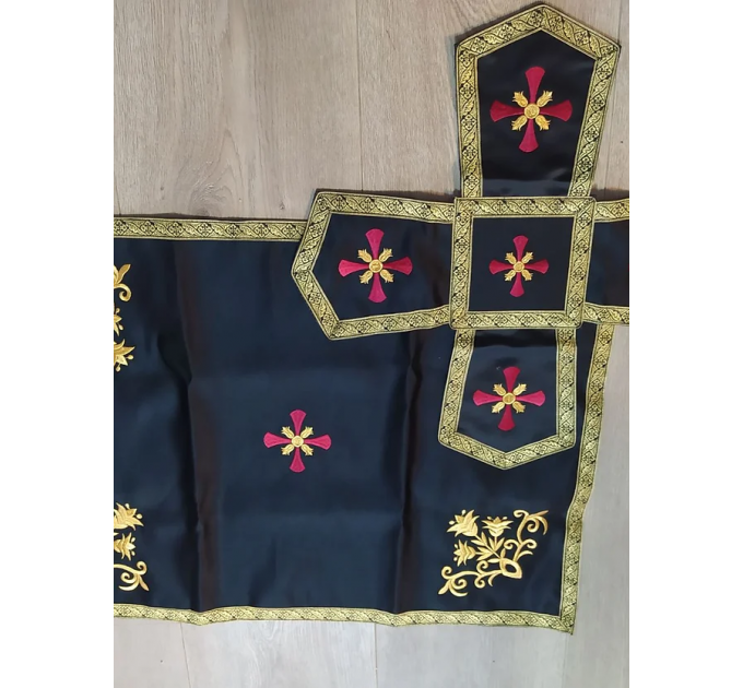 Black embroidered Priest robe - Orthodox greek style vestment - Church attire