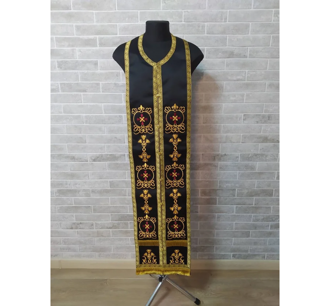 Black embroidered Priest robe - Orthodox greek style vestment - Church attire