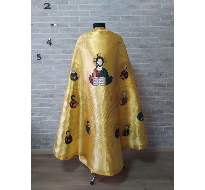 Greek vestment in gold brocade - Priest clothes - Liturgical garments robe