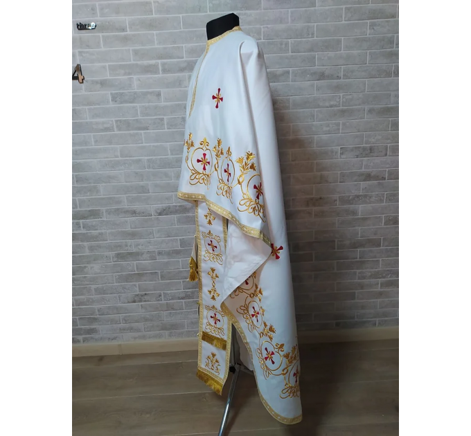 Embroidered Priest robe - Orthodox greek style vestment - Church attire toggery